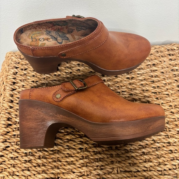 BØC Liv Clog Heel Brown Buckle Platform Chunky Size 7.5 - Picture 9 of 11